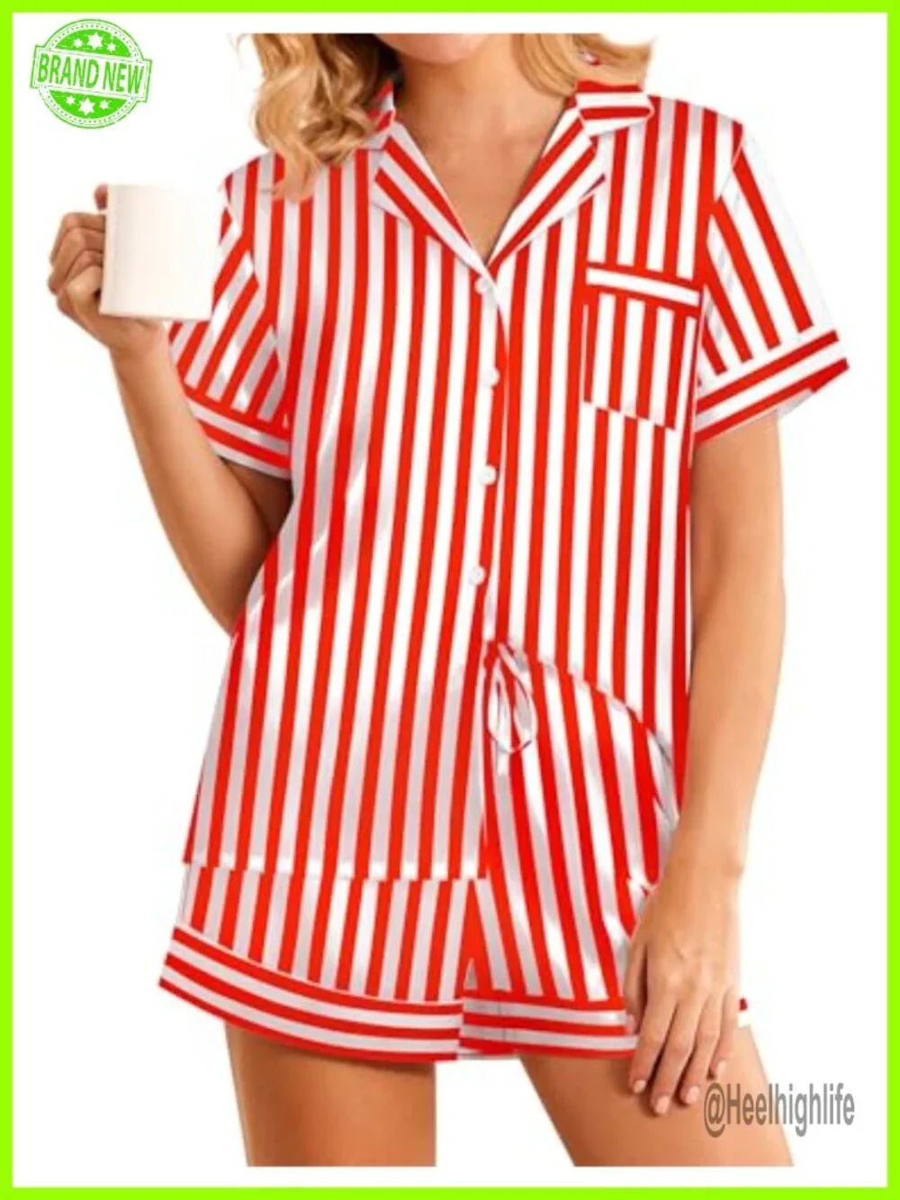 Women's Satin Pajama Set Short Sleeve Pjs Lounge Set